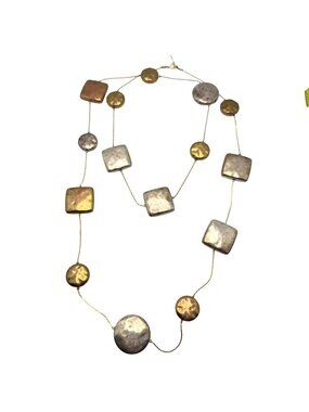 Seasonal Whispers Mixed Metal Modern Abstract Long Necklace 44” Drop Vintage
